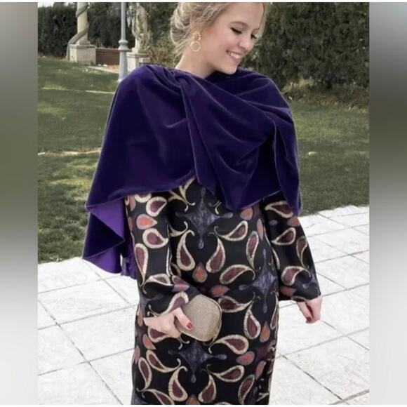 ZARA BLOGGER FAVORITE PRINTED MIDI DRESS MULTICOLORED - Picture 4 of 13